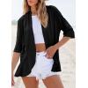 image:imageSidefeel Lightweight Summer Cardigan for Women Spring Netted Knit Ruffle Half Sleeve Kimono Cover UpsBlack