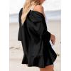 image:imageSidefeel Lightweight Summer Cardigan for Women Spring Netted Knit Ruffle Half Sleeve Kimono Cover UpsBlack