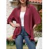 image:imageSidefeel Lightweight Summer Cardigan for Women Spring Netted Knit Ruffle Half Sleeve Kimono Cover UpsBurgundy