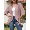 image:imageSidefeel Lightweight Summer Cardigan for Women Spring Netted Knit Ruffle Half Sleeve Kimono Cover UpsPink