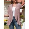 image:imageSidefeel Lightweight Summer Cardigan for Women Spring Netted Knit Ruffle Half Sleeve Kimono Cover UpsPink