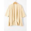 image:imageSidefeel Lightweight Summer Cardigan for Women Spring Netted Knit Ruffle Half Sleeve Kimono Cover UpsYellow