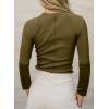 image:imageSidefeel Long Sleeve Shirts for Women 2026 Spring Outfits Crewneck Ribbed Knit Slim Fitted Going Out Tops Casual Basic TeesMoss Green