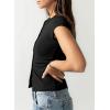 image:imageSidefeel Summer Tops for Women 2026 Cap Sleeve Ribbed Button Down Crewneck Slim Fitted Cute Going Out TopsBlack