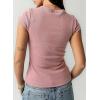 image:imageSidefeel Summer Tops for Women 2026 Cap Sleeve Ribbed Button Down Crewneck Slim Fitted Cute Going Out TopsRose Pink