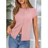 image:imageSidefeel Summer Tops for Women 2026 Cap Sleeve Ribbed Button Down Crewneck Slim Fitted Cute Going Out TopsRose Pink