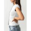 image:imageSidefeel Summer Tops for Women 2026 Cap Sleeve Ribbed Button Down Crewneck Slim Fitted Cute Going Out TopsWhite