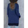 image:imageSidefeel Womens 2025 Fall Outfits Long Sleeve Open Front Cardigan Sweaters Oversized Checkered Chunky Knit Sweaters CoatDeep Blue