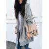 image:imageSidefeel Womens 2025 Fall Outfits Long Sleeve Open Front Cardigan Sweaters Oversized Checkered Chunky Knit Sweaters CoatGray