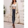 image:imageSidefeel Womens 2025 Fall Outfits Long Sleeve Open Front Contrast Cardigan Sweaters Oversized Chunky Hooded Sweaters CoatApricot