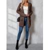 image:imageSidefeel Womens 2025 Fall Outfits Long Sleeve Open Front Contrast Cardigan Sweaters Oversized Chunky Hooded Sweaters CoatBrown