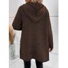 image:imageSidefeel Womens 2025 Fall Outfits Long Sleeve Open Front Contrast Cardigan Sweaters Oversized Chunky Hooded Sweaters CoatBrown