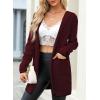 image:imageSidefeel Womens 2025 Fall Outfits Long Sleeve Open Front Contrast Cardigan Sweaters Oversized Chunky Hooded Sweaters CoatBurgundy