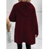 image:imageSidefeel Womens 2025 Fall Outfits Long Sleeve Open Front Contrast Cardigan Sweaters Oversized Chunky Hooded Sweaters CoatBurgundy