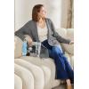 image:imageSidefeel Womens 2025 Fall Outfits Long Sleeve Open Front Contrast Cardigan Sweaters Oversized Chunky Hooded Sweaters CoatGray
