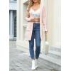 image:imageSidefeel Womens 2025 Fall Outfits Long Sleeve Open Front Contrast Cardigan Sweaters Oversized Chunky Hooded Sweaters CoatPink