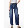 image:imageSidefeel Womens Barrel Jeans Wide Leg Vintage Mid Rise Y2k Baggy Boyfriend Ankle Denim PantsDeep Blue