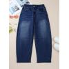 image:imageSidefeel Womens Barrel Jeans Wide Leg Vintage Mid Rise Y2k Baggy Boyfriend Ankle Denim PantsDeep Blue