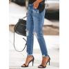 image:imageSidefeel Womens Boyfriend Jeans Stretchy Ripped Distressed Zimbaplatinum Denim Pants Size 418Ablue