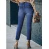 image:imageSidefeel Womens Boyfriend Jeans Stretchy Ripped Distressed Zimbaplatinum Denim Pants Size 418C Dark Blue