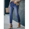image:imageSidefeel Womens Boyfriend Jeans Stretchy Ripped Distressed Zimbaplatinum Denim Pants Size 418C Dark Blue