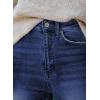 image:imageSidefeel Womens Boyfriend Jeans Stretchy Ripped Distressed Zimbaplatinum Denim Pants Size 418C Dark Blue