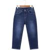 image:imageSidefeel Womens Capri Jeans High Waisted 2026 Summer Fashion Straight Leg Raw Hem Denim Capri PantsBlue
