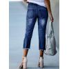 image:imageSidefeel Womens Capri Jeans High Waisted 2026 Summer Fashion Straight Leg Raw Hem Denim Capri PantsBlue