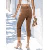 image:imageSidefeel Womens Capri Jeans High Waisted 2026 Summer Fashion Straight Leg Raw Hem Denim Capri PantsBrown