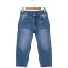 image:imageSidefeel Womens Capri Jeans High Waisted 2026 Summer Fashion Straight Leg Raw Hem Denim Capri PantsD Light Blue