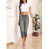 image:imageSidefeel Womens Capri Jeans High Waisted 2026 Summer Fashion Straight Leg Raw Hem Denim Capri PantsGray