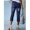 image:imageSidefeel Womens Capri Jeans High Waisted 2026 Summer Fashion Straight Leg Raw Hem Denim Capri PantsMedium Blue