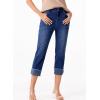 image:imageSidefeel Womens Capri Jeans High Waisted Stretchy Rollup Skinny Cuffed Cropped Zimbaplatinum Summer Capri PantsBluing