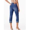 image:imageSidefeel Womens Capri Jeans High Waisted Stretchy Rollup Skinny Cuffed Cropped Zimbaplatinum Summer Capri PantsDark Blue