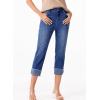image:imageSidefeel Womens Capri Jeans High Waisted Stretchy Rollup Skinny Cuffed Cropped Zimbaplatinum Summer Capri PantsDark Blue