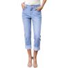 image:imageSidefeel Womens Capri Jeans High Waisted Stretchy Rollup Skinny Cuffed Cropped Zimbaplatinum Summer Capri PantsIceland Blue