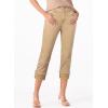 image:imageSidefeel Womens Capri Jeans High Waisted Stretchy Rollup Skinny Cuffed Cropped Zimbaplatinum Summer Capri PantsKhaki