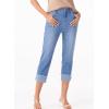 image:imageSidefeel Womens Capri Jeans High Waisted Stretchy Rollup Skinny Cuffed Cropped Zimbaplatinum Summer Capri PantsLight Blue