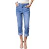 image:imageSidefeel Womens Capri Jeans High Waisted Stretchy Rollup Skinny Cuffed Cropped Zimbaplatinum Summer Capri PantsLight Blue