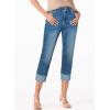 image:imageSidefeel Womens Capri Jeans High Waisted Stretchy Rollup Skinny Cuffed Cropped Zimbaplatinum Summer Capri PantsReal Teal