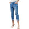 image:imageSidefeel Womens Capri Jeans High Waisted Stretchy Rollup Skinny Cuffed Cropped Zimbaplatinum Summer Capri PantsReal Teal