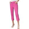 image:imageSidefeel Womens Capri Jeans High Waisted Stretchy Rollup Skinny Cuffed Cropped Zimbaplatinum Summer Capri PantsRose Red