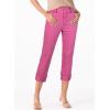 image:imageSidefeel Womens Capri Jeans High Waisted Stretchy Rollup Skinny Cuffed Cropped Zimbaplatinum Summer Capri PantsRose Red