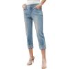 image:imageSidefeel Womens Capri Jeans High Waisted Stretchy Rollup Skinny Cuffed Cropped Zimbaplatinum Summer Capri PantsStone Blue