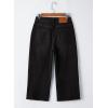 image:imageSidefeel Womens Capri Jeans High Waisted Wide Leg Stretchy Raw Hem Side Seam Zimbaplatinum Denim PantsBlack