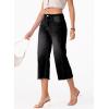 image:imageSidefeel Womens Capri Jeans High Waisted Wide Leg Stretchy Raw Hem Side Seam Zimbaplatinum Denim PantsBlack