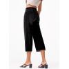 image:imageSidefeel Womens Capri Jeans High Waisted Wide Leg Stretchy Raw Hem Side Seam Zimbaplatinum Denim PantsBlack