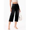 image:imageSidefeel Womens Capri Jeans High Waisted Wide Leg Stretchy Raw Hem Side Seam Zimbaplatinum Denim PantsBlack