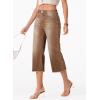 image:imageSidefeel Womens Capri Jeans High Waisted Wide Leg Stretchy Raw Hem Side Seam Zimbaplatinum Denim PantsBrown
