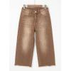image:imageSidefeel Womens Capri Jeans High Waisted Wide Leg Stretchy Raw Hem Side Seam Zimbaplatinum Denim PantsBrown
